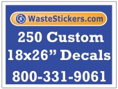 Package of 250 Custom 18 X 26 Inch Vinyl Decals.