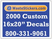 Package of 2000 Custom 16 X 20 Inch Vinyl Decals.