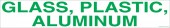 3 x 18" Glass, Plastic, Aluminum. Recycling Container Decal