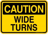 Caution Decal Wide Turns.  Refuse Truck Sticker