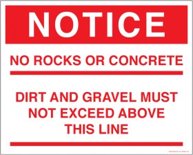 Notice No Rocks Or Concrete Loading Level Decal.
