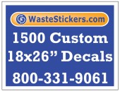 Package of 1500 Custom 18 X 26 Inch Vinyl Decals.