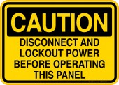 Caution Decal Disconnect And Lockout Power Before Operating This Panel Sticker