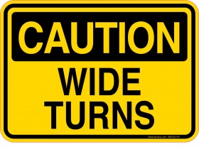 Caution Decal Wide Turns.  Refuse Truck Sticker