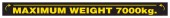  3 x 36" Maximum Weight 7000 kg.  Container Decal (Black).