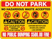 9 x 12" Multi Message Container Decal Do Not Park $500 Fine Caution Container Decal