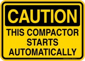 Caution Decal This Compactor Starts Automatically Sticker