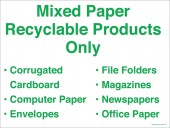 9x12" Green Mixed Paper Recyclable Products Only. Recycling Container Sticker Decal.