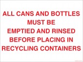 9 x 12" All Cans and Bottles Must Be Emptied And Rinsed Decal