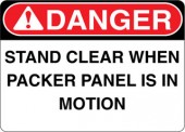 Danger Decal Stand Clear When Packer Panel Is In Motion Sticker