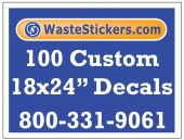 Package of 100 Custom 18 X 24 Inch Vinyl Decals.