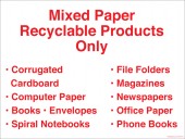 9 x 12" Mixed Paper Recyclable Products Only. Recycling Container Sticker Decal.