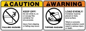 5 x 14" Caution Falling Hazard Do Not Play In, Around, Or Occupy This Container For Any Purpose Injury From Slipping Or Falling May Occur Falling Hazard Warning Tipping Hazard Load Evenly Container Must Be Placed On Hard Level Surface Tilted Or Uneve