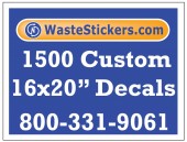 Package of 1500 Custom 16 X 20 Inch Vinyl Decals.