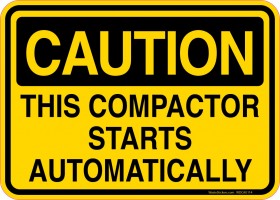 Caution Decal This Compactor Starts Automatically Sticker