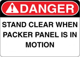 Danger Decal Stand Clear When Packer Panel Is In Motion Sticker