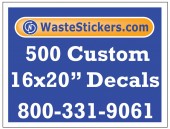 Package of 500 Custom 16 X 20 Inch Vinyl Decals.