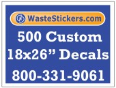 Package of 500 Custom 18 X 26 Inch Vinyl Decals.