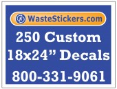 Package of 250 Custom 18 X 24 Inch Vinyl Decals.